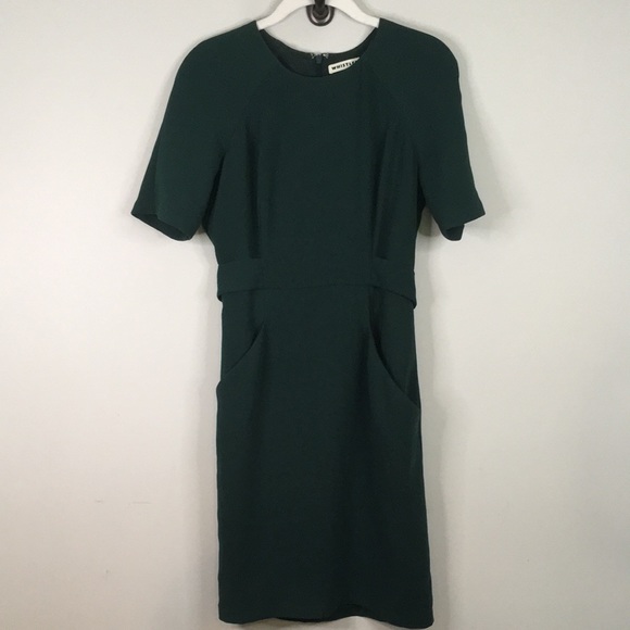 Whistles forest green belted work dress 4 - Picture 2 of 11